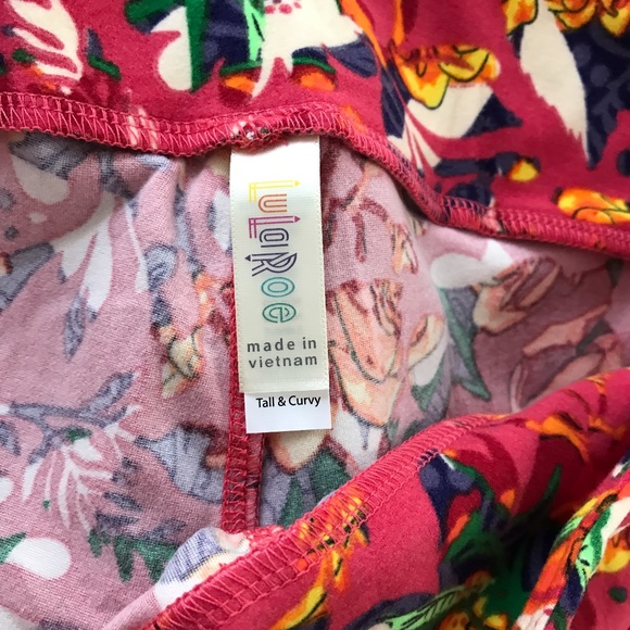 SOLD - NEW LuLaRoe TC Pink, Orange Floral Leggings - Picture 3 of 5